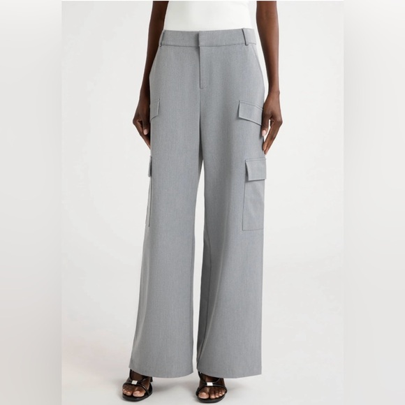 Scoop Pants - NWT Scoop Wide-Leg Utility Cargo Faux wool Pants in Light Gray